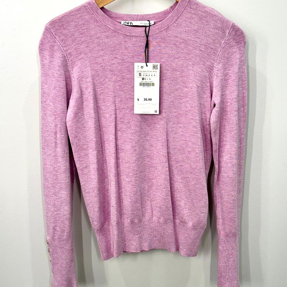 ZARA basic knit sweater - PINK - Small